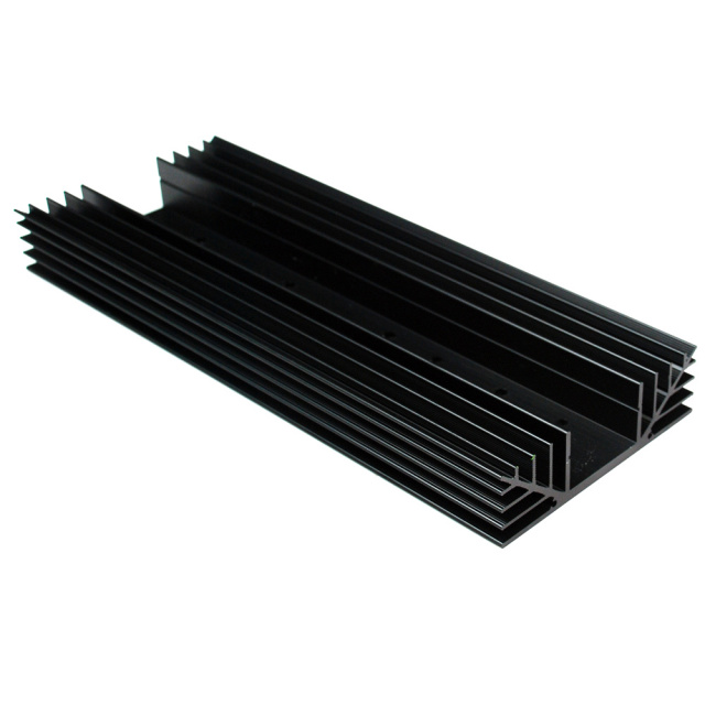 SS612X 4.5" x12" x1" Aluminum Black Heat Sink with TO-3 hole